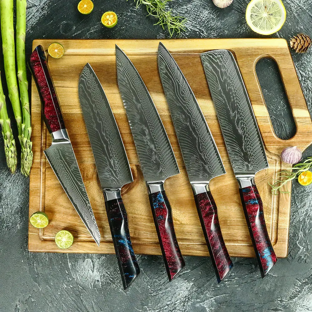 Sukamo 5-Piece Knife Set (Galaxy Epoxy Handle)